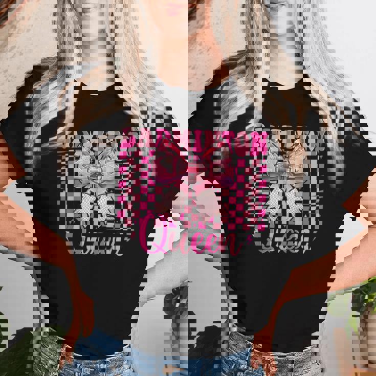 バドミントン クイーン プレイヤー 女の子 ママ 母の日 コケット リボン レディースTシャツ 彼女への贈り物