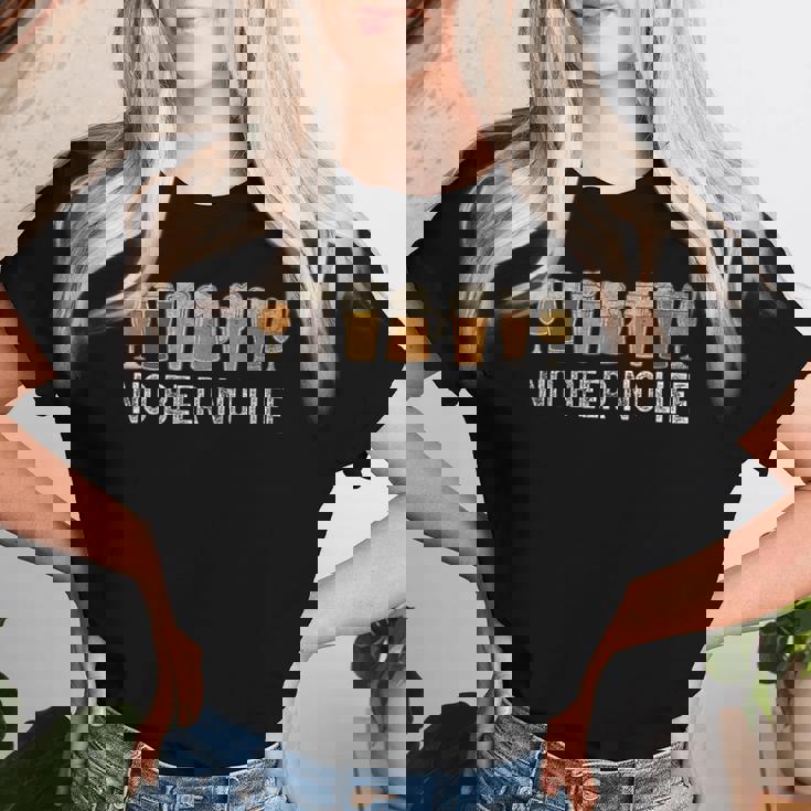 ビール 酒 面白い No Beer No Life 飲み おもしろ 飲み会 のんべえ メンズ ネタ 服 レディースTシャツ 彼女への贈り物