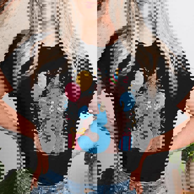 マンモス 3歳の誕生日 男の子 女の子 3歳 3歳 マンモス レディースTシャツ 彼女への贈り物