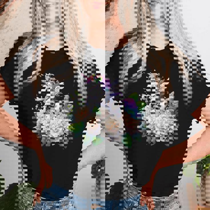 ユニコーン ライディング クチナシ 男の子 女の子 男性 女性 キッズ 大人 レディースTシャツ 彼女への贈り物