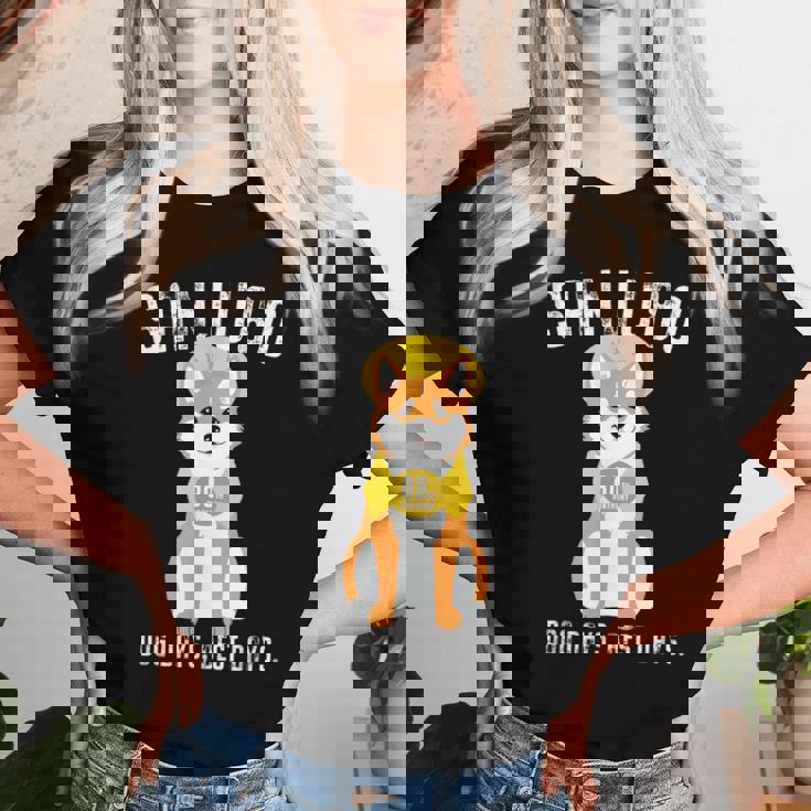 傘寿祝い 犬 柴犬 ちゃんちゃんこ 男性 女性 犬好き 80歳 Dog Days Best Days レディースTシャツ 彼女への贈り物