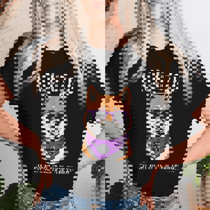 古希祝い 犬 柴犬 サングラス 父 男性 女性 母 犬好き 古希 お祝い 70歳 おもしろ おもろい レディースTシャツ 彼女への贈り物