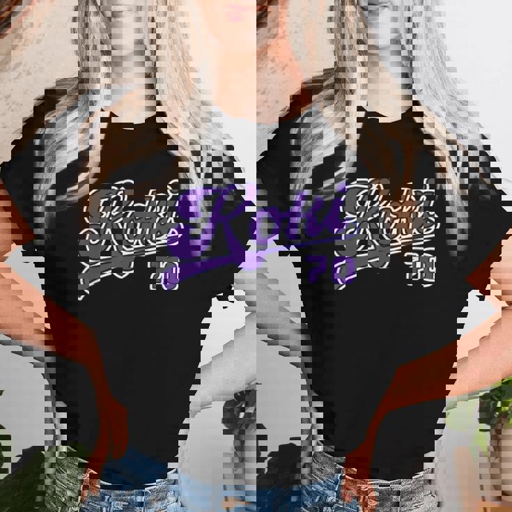 古希祝い 野球 野球好き 野球ユニフォーム風 Koki 文字 父 母 男性 女性 70歳 誕生日 前後プリント レディースTシャツ 彼女への贈り物