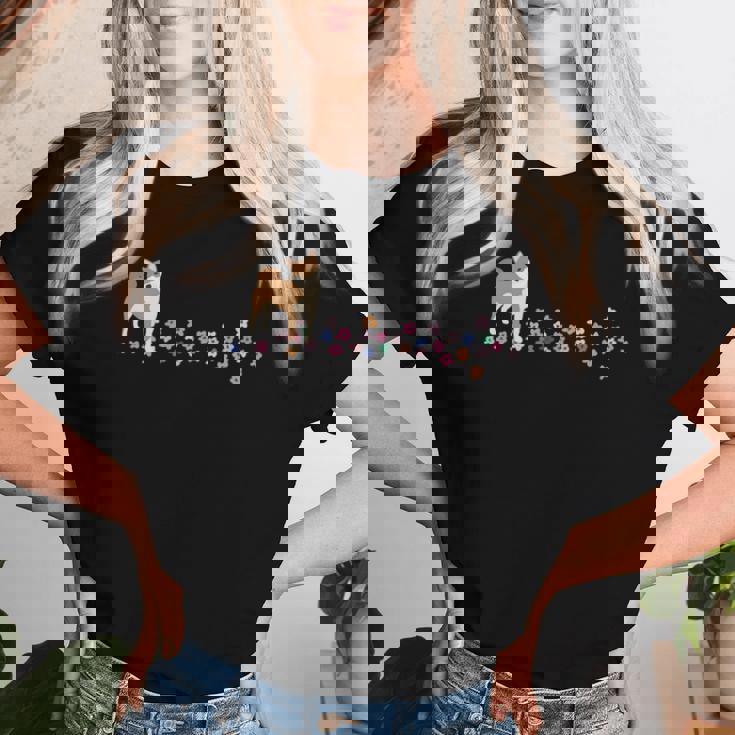 柴 いぬ 柴犬 イラスト おしゃれ シンプル かわいい 花 手描き 手書き 春の色 犬飼い 犬好き 犬柄 長袖tシャツ レディースTシャツ 彼女への贈り物