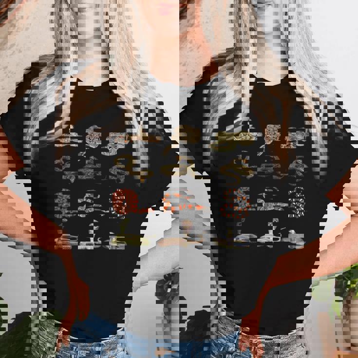 様々な種類の蛇 男の子 女の子 教育用ヘビ レディースTシャツ 彼女への贈り物