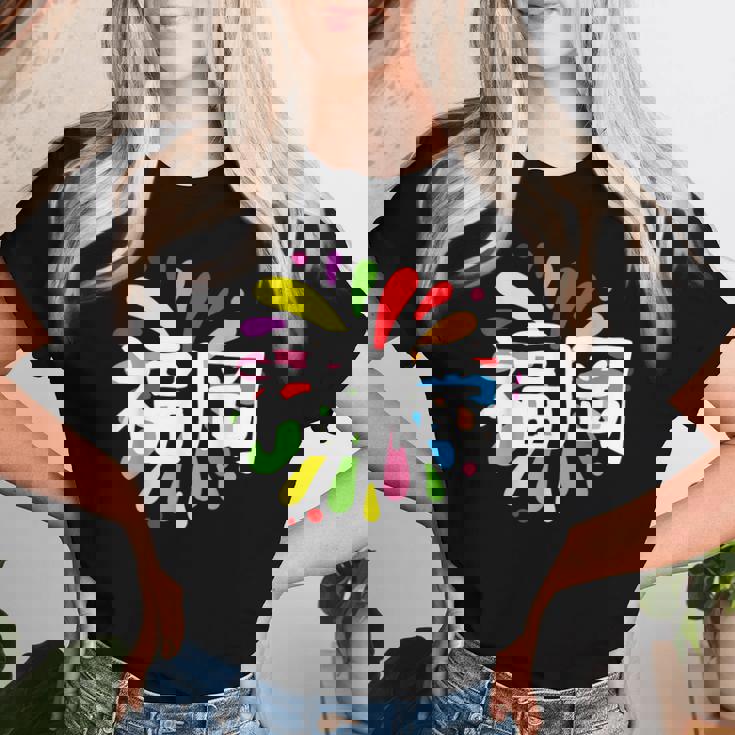 福岡 漢字 お土産 カラフル 祭り 花火風 レディースTシャツ 彼女への贈り物