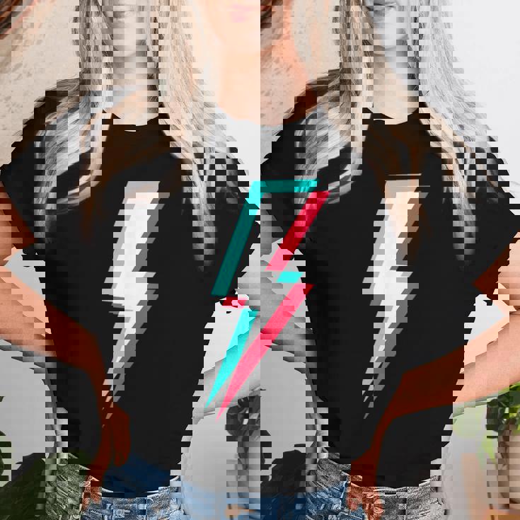 稲妻デザイン キッズ 男の子 女の子 女性 男性 グラフィック レディースTシャツ 彼女への贈り物