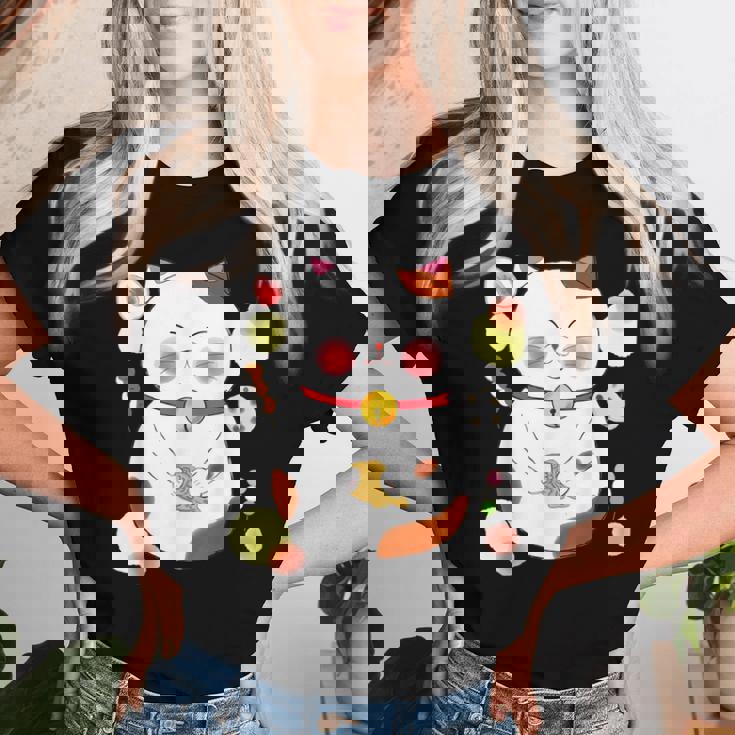 花より団子猫 Cat 猫 メンズ レディース ペット 動物 和風 キャラt レディースTシャツ 彼女への贈り物