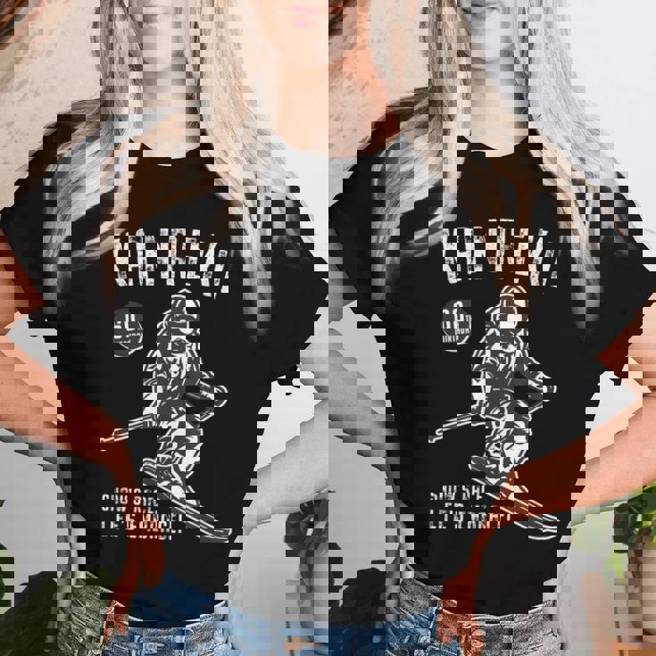 還暦祝い スキー好き 雪好き 父 母 男性 女性 60歳お祝いnow's Race Life's Embrace レディースTシャツ 彼女への贈り物