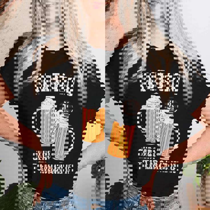 還暦祝い ビール好き 酒好き 父 母 男性 女性 60歳お祝い Cheers To Embracing Life レディースTシャツ 彼女への贈り物