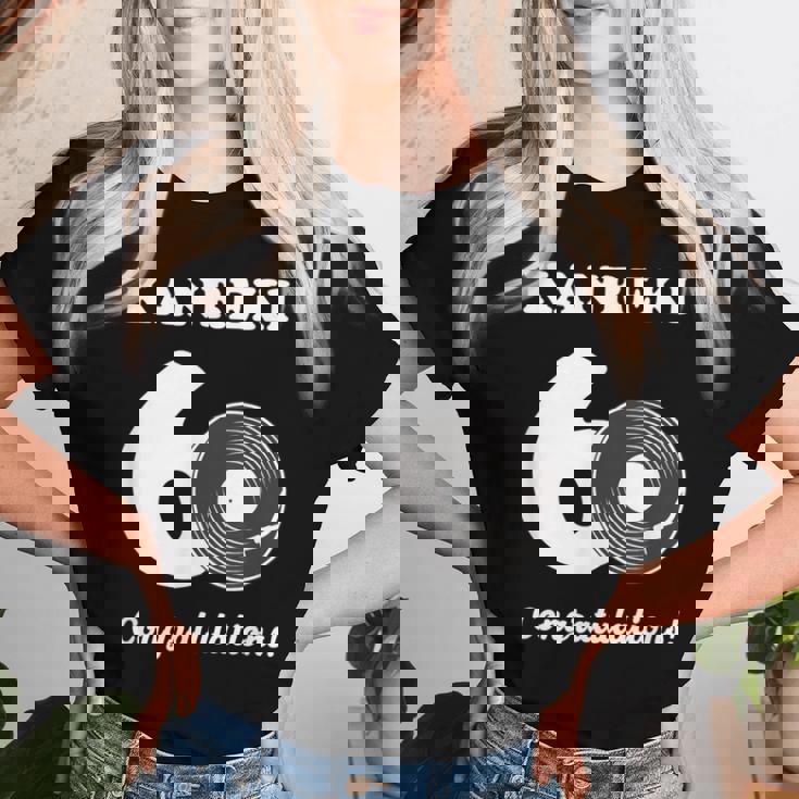 還暦祝い レトロ 音楽好き レコード好き 父 男性 女性 還暦 お祝い 60歳 おしゃれ レディースTシャツ 彼女への贈り物