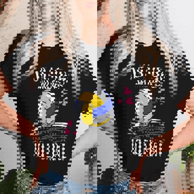 面白いバレーボール愛好家バレーボールを愛するただの女の子 レディースTシャツ 彼女への贈り物