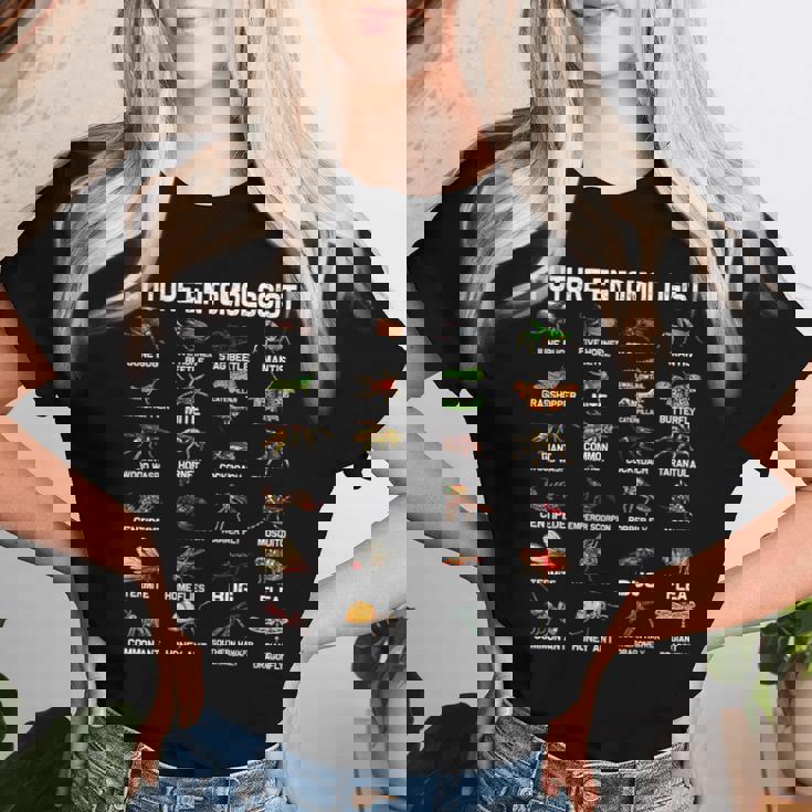 面白い昆虫学 虫虫好き 男性 女性 男の子 女の子 子供 レディースTシャツ 彼女への贈り物