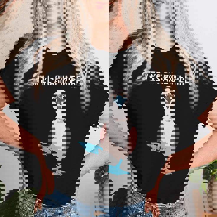 面白い鳥の贈り物女性男性アオアシカツオドリ レディースTシャツ 彼女への贈り物