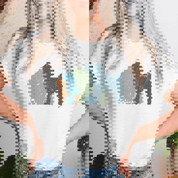 Dog Mom & Dad シルエット ヴィンテージトイプードル レディースTシャツ 彼女への贈り物