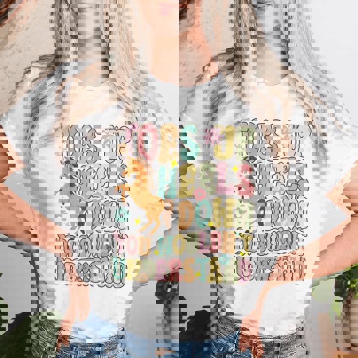 Groovy 乗馬 乗馬 乗馬 つま先アップ ヒールダウン レディースTシャツ 彼女への贈り物