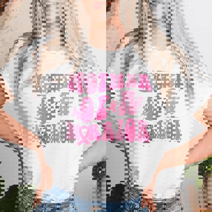 Mother Of A Warrior 乳がん啓発 ピンクリボン 長袖tシャツ レディースTシャツ 彼女への贈り物