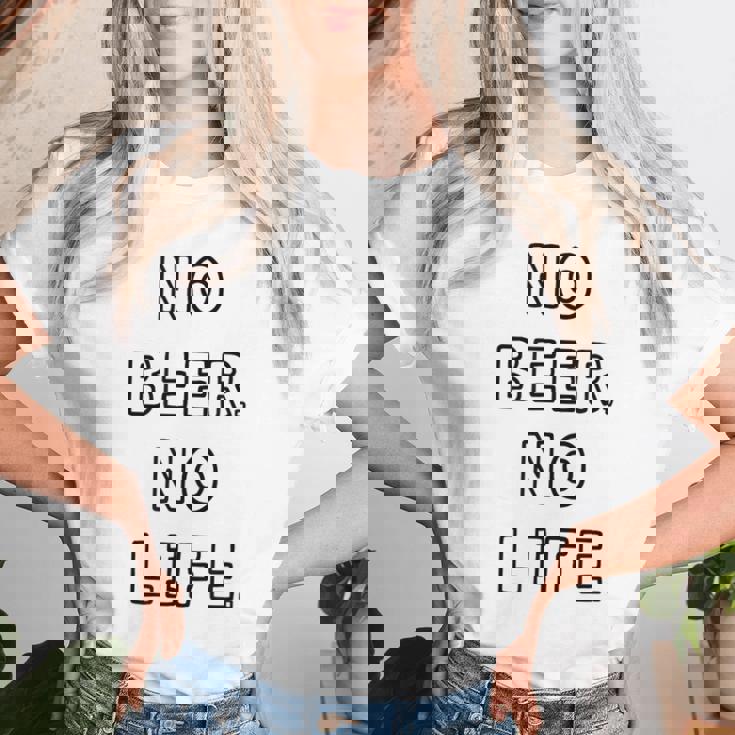 No Beer No Life ノービアーノーライフ ビール おもしろ かわいい レディースTシャツ 彼女への贈り物