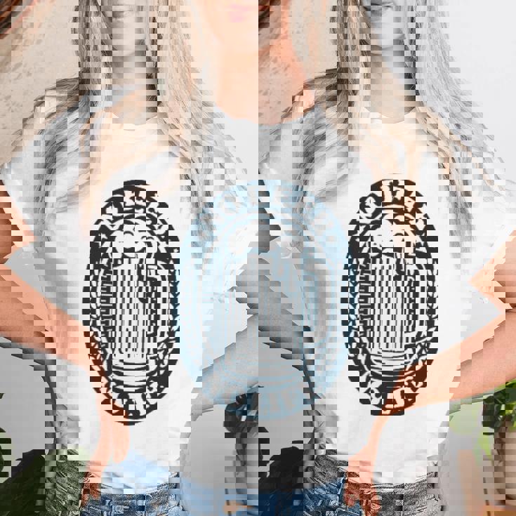 No Beer No Life ヴィンテージ飲料 ビール愛好家向け 左胸 レディースTシャツ 彼女への贈り物