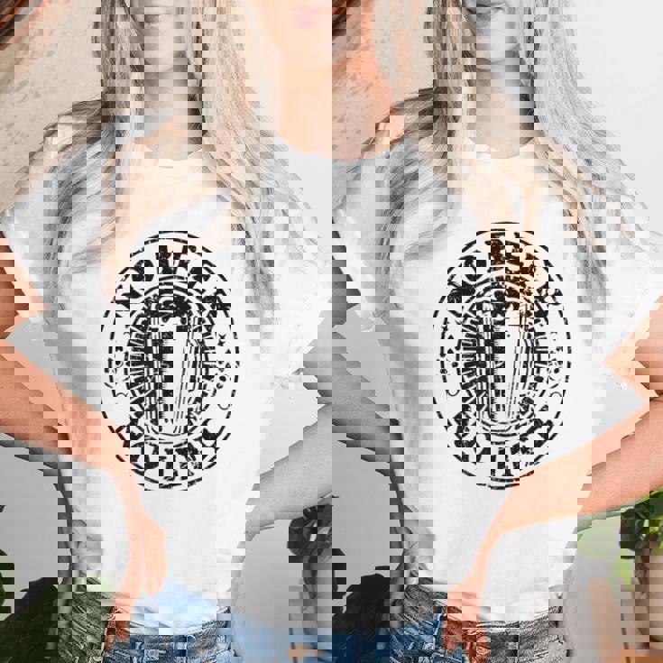 No Beer No Life ヴィンテージ飲酒 ビール愛好家向け ビールファン向け レディースTシャツ 彼女への贈り物