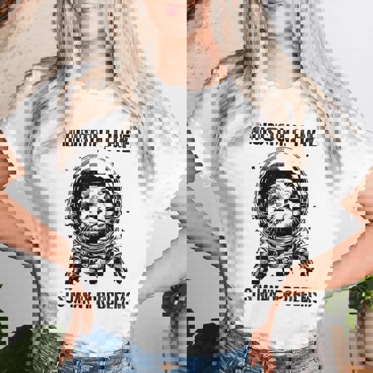 Otter Dad Mompace ヒューストン問題カワウソ レディースTシャツ 彼女への贈り物