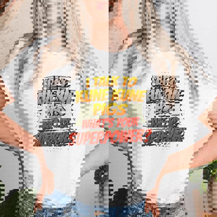 Pig Dad Mom Talkuperpower Kune Kune レディースTシャツ 彼女への贈り物