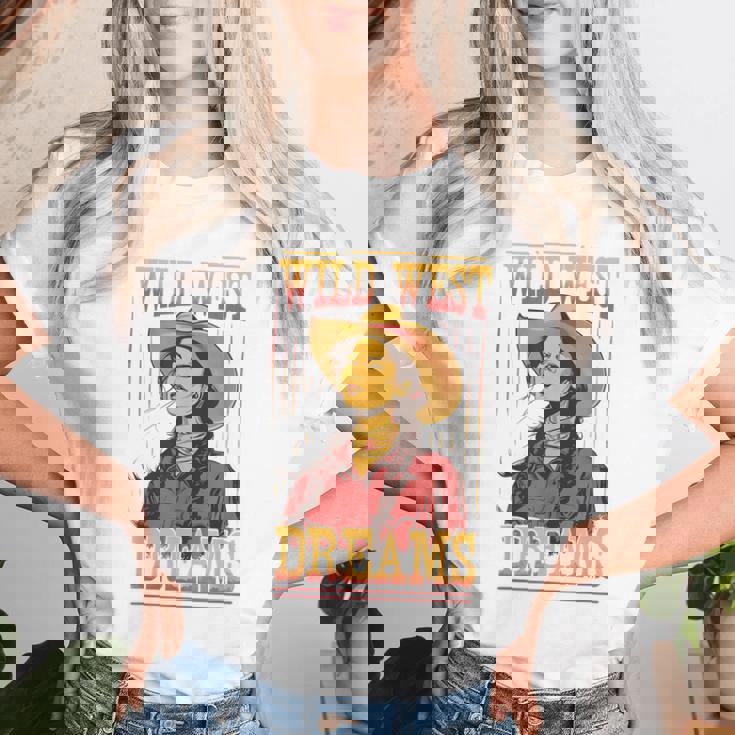 Wild West Dreams Country Western Cowgirl Rodeo グラフィック レディースTシャツ 彼女への贈り物