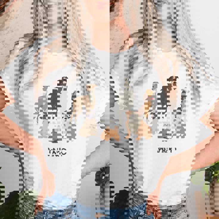 いぬ わんこ 大集合 イラスト おしゃれ シンプル かわいい 手書き 犬飼い 犬好き 女性 男性 犬柄 レディースTシャツ 彼女への贈り物