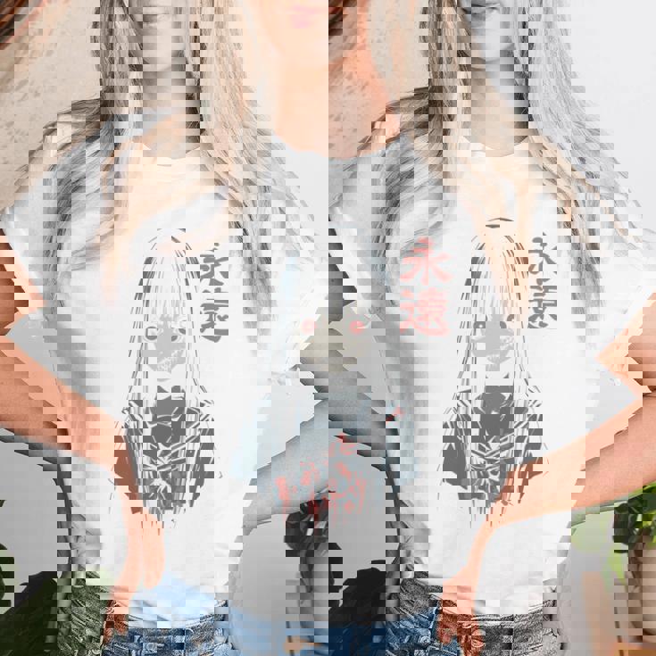 アニメ ホラーガール 美的 ソフト グランジ ワイフ 日本人 女の子 長袖tシャツ レディースTシャツ 彼女への贈り物