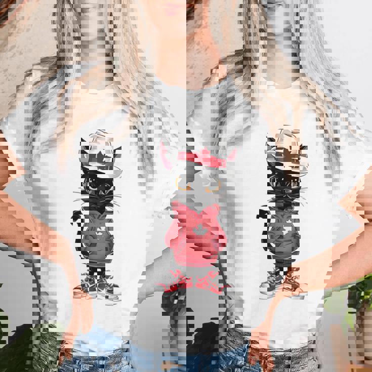 カナダデー 面白い クール 黒猫 カナダ国旗 キッズ 女の子 男の子 レディースTシャツ 彼女への贈り物