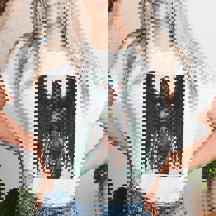 セクシーガールグラフィックtシャツ セクシーな悪魔の女の子のピンナップバックプリント レディースTシャツ 彼女への贈り物