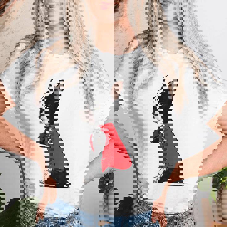 ボストンテリア I Love Mom タトゥーシャツ 面白いボストンテリア レディースTシャツ 彼女への贈り物