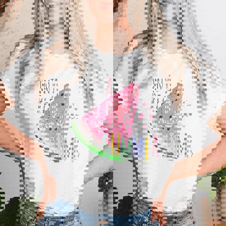 メロン スイカ メロン フルーツ 男性 女性 子供 レディースTシャツ 彼女への贈り物