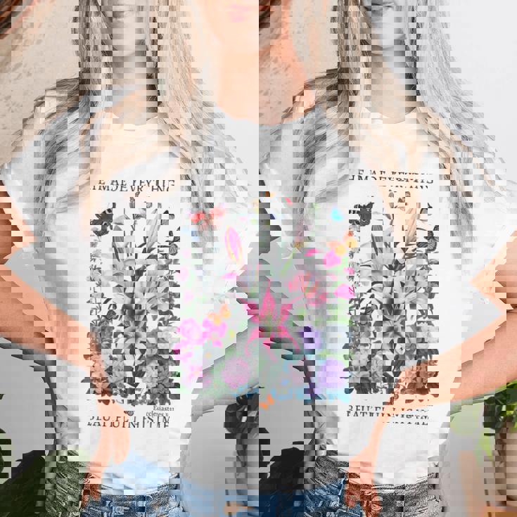 花柄 クリスチャン ティー 聖書 詩 伝道の書 3 レディースTシャツ 彼女への贈り物