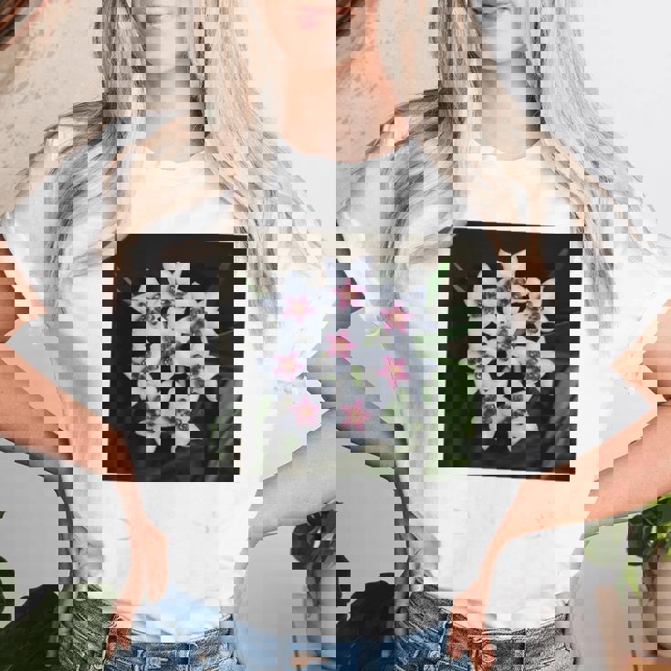 面白いhoya Flowers 多肉植物 ガーデニング 植物 レディースTシャツ 彼女への贈り物