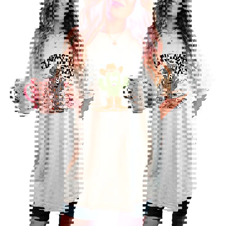 Can't Touch This Cactus Cowboy ウエスタンカートゥーン ユーモア レディースオーバーサイズコンフォートTシャツ