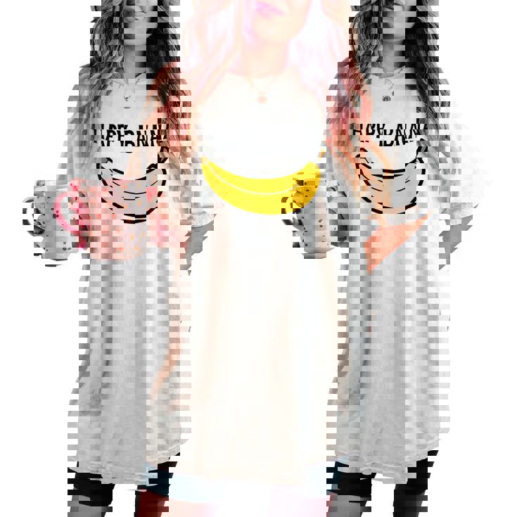 Happy Banana ファニーバナナラブ フルーツバナナ スマイリーフェイス レディースオーバーサイズコンフォートTシャツ