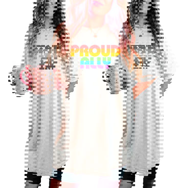 Lgbtq Proud Ally Lesbian Gay Pride Lgbt Ally Rainbowintage レディースオーバーサイズコンフォートTシャツ