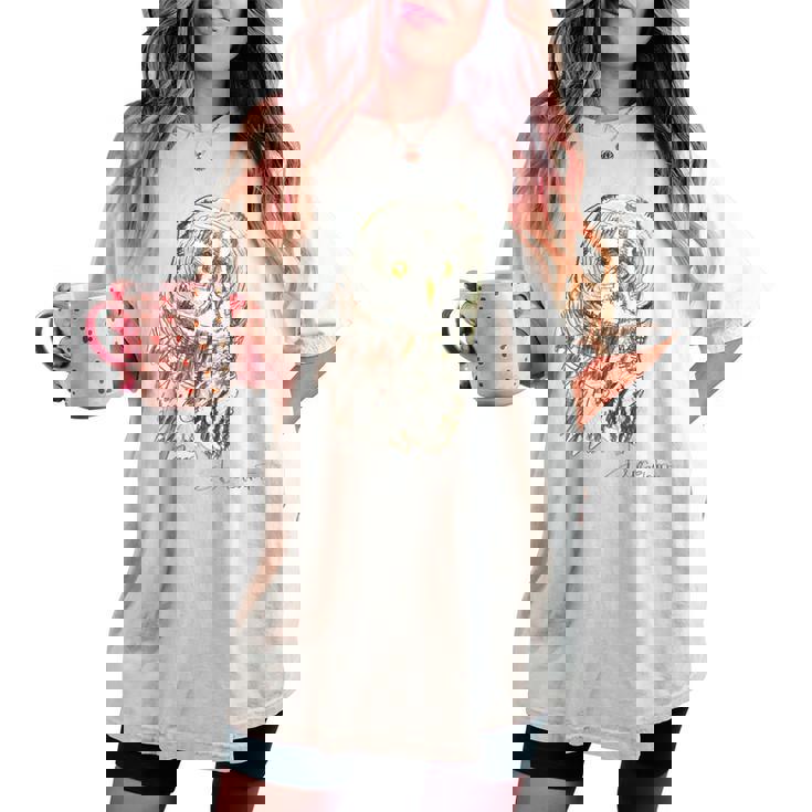 Owl Drawing レディースオーバーサイズコンフォートTシャツ