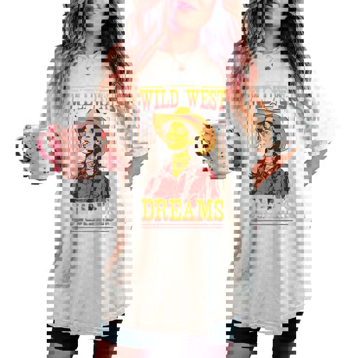 Wild West Dreams Country Western Cowgirl Rodeo グラフィック レディースオーバーサイズコンフォートTシャツ