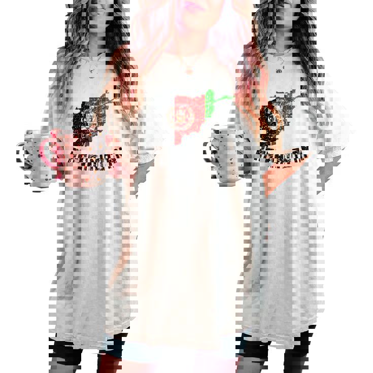 アフガニスタンの国旗 アンティーク調 男性 女性 キッズ アフガニスタン レディースオーバーサイズコンフォートTシャツ