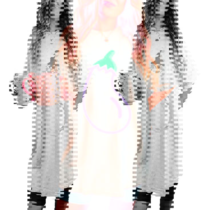 ナス 衣装 野菜 ビーガン 大人 女性 男性 子供 レディースオーバーサイズコンフォートTシャツ