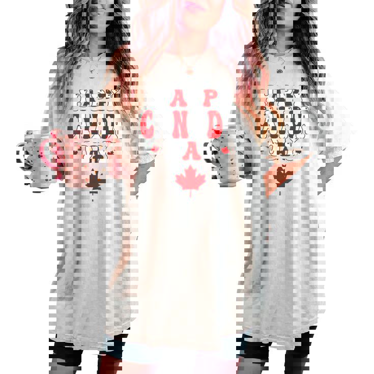 ハッピーカナダデー カナダメープル カナダの女性 メンズ キッズ レディースオーバーサイズコンフォートTシャツ