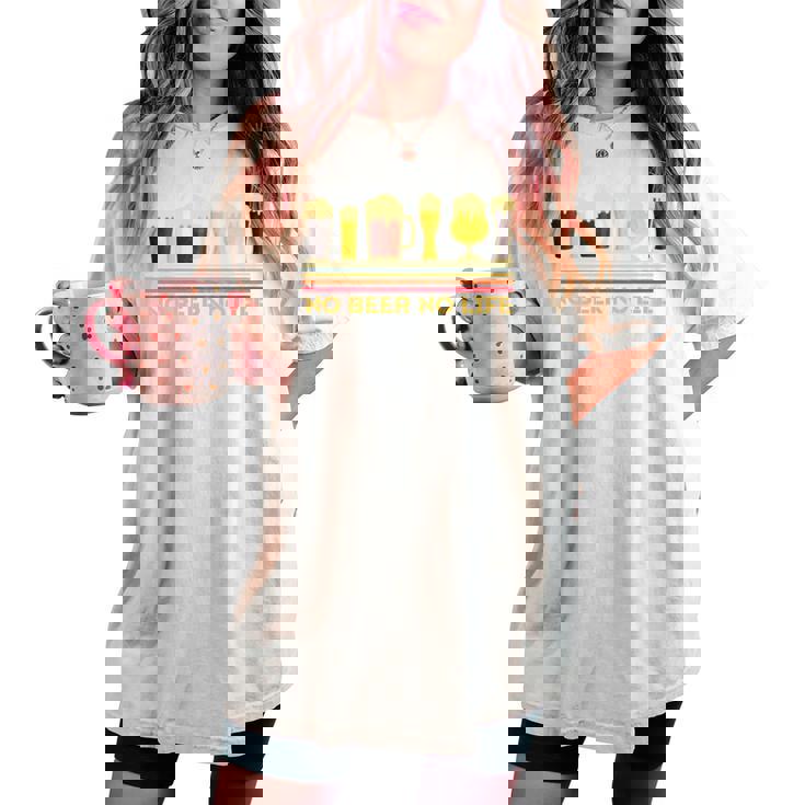 ビール 酒 面白いtシャツ No Beer No Life 飲み おもしろ 飲み会 のんべえ メンズ ネタ 服 長袖tシャツ レディースオーバーサイズコンフォートTシャツ