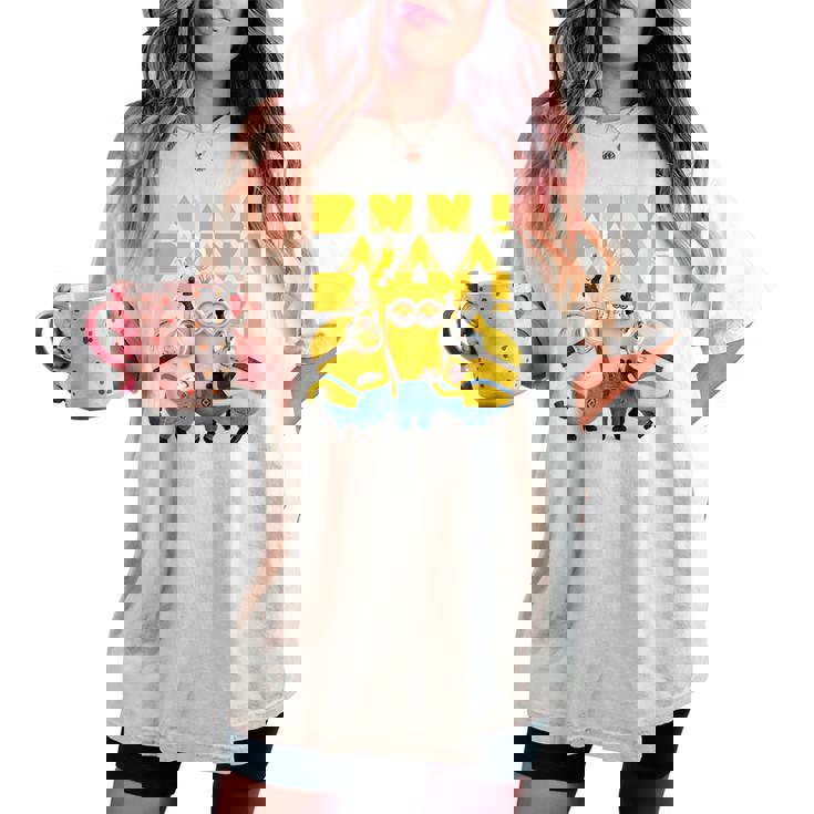 ミニオン Banana×4 レディースオーバーサイズコンフォートTシャツ ミニオン Banana×4 レディースオーバーサイズコンフォートTシャツ