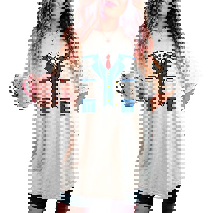 子供の男性、女性、列車の運転士の車掌衣装 レディースオーバーサイズコンフォートTシャツ