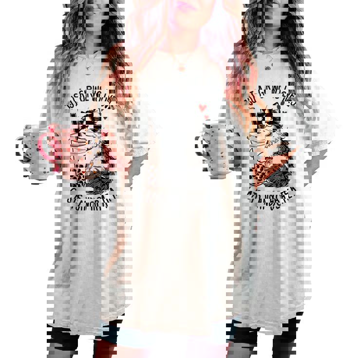 猫が大好きな女の子とボバティーラグドール猫好き レディースオーバーサイズコンフォートTシャツ