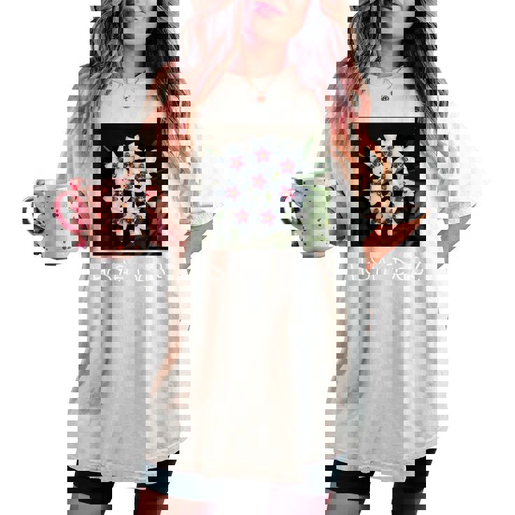 面白いhoya Flowers 多肉植物 ガーデニング 植物 レディースオーバーサイズコンフォートTシャツ