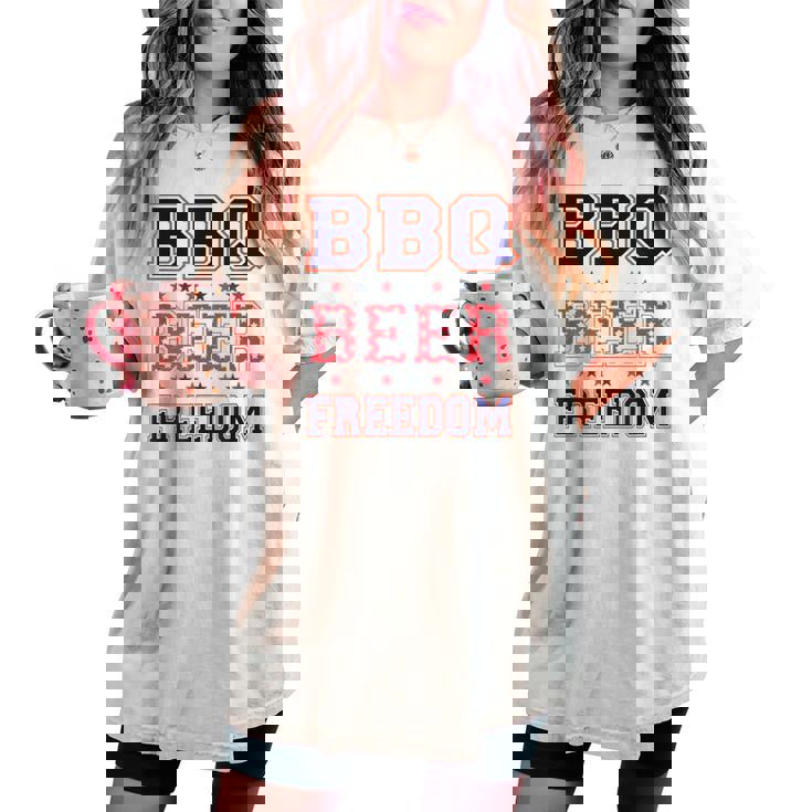 Bbq Beer Freedom レディースオーバーサイズコンフォートTシャツ