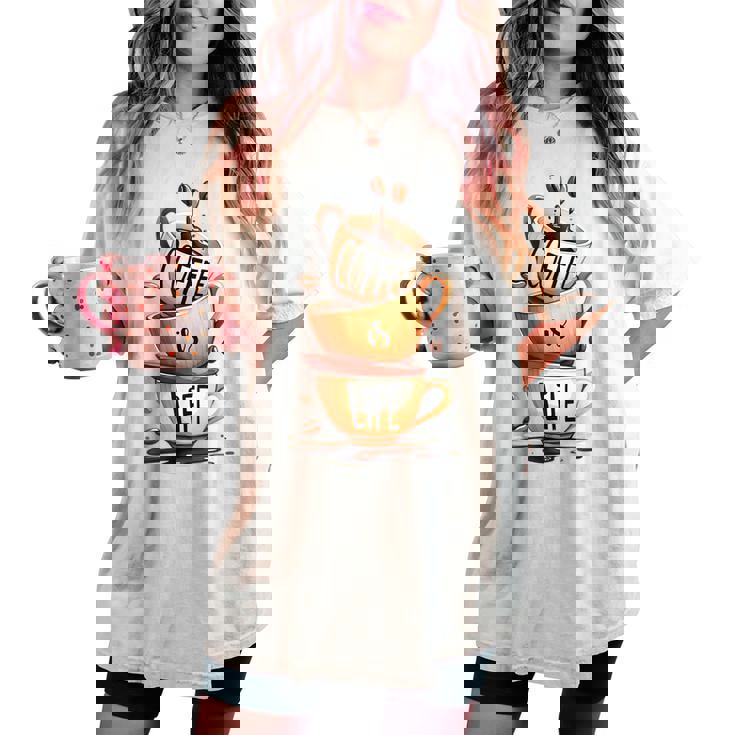 Coffee Is Life 愉快なコーヒー好きのギフト レディースオーバーサイズコンフォートTシャツ